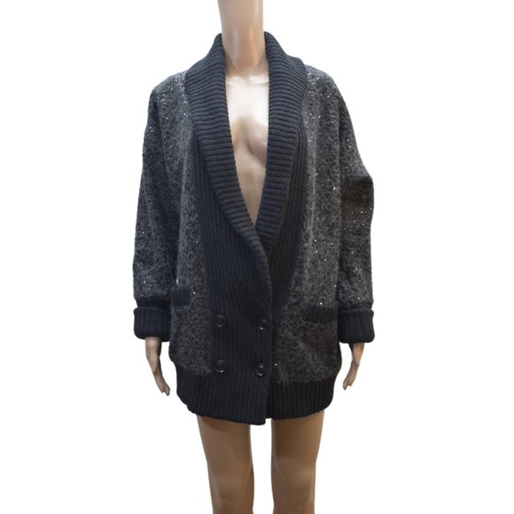 Diane Von Furstenberg Charcoal Pea Coat - Picture 2 of 11